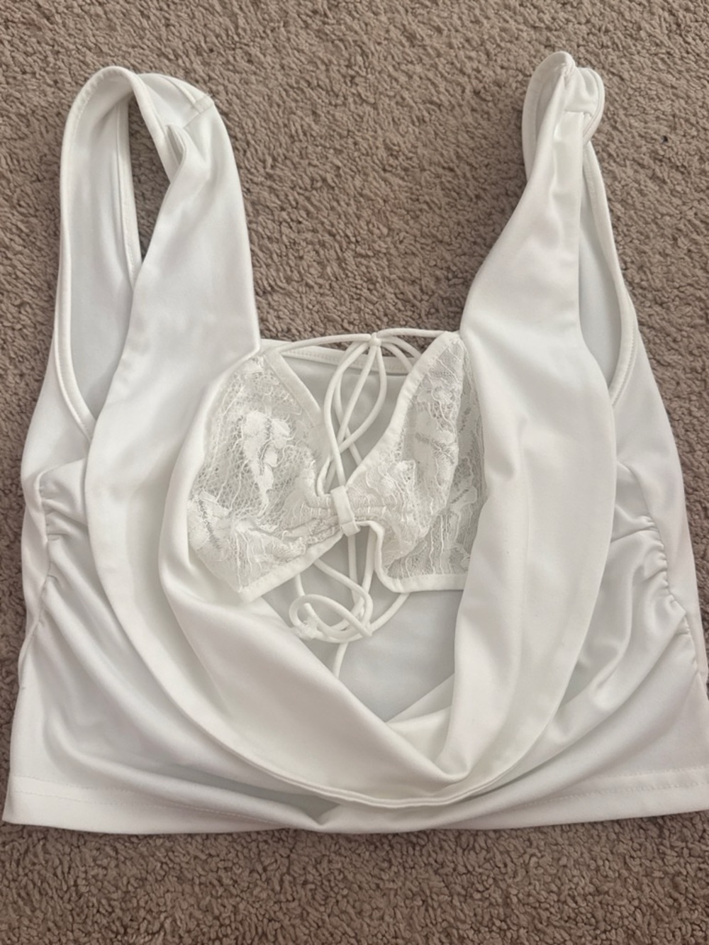 Musera White lace bra insert crop top